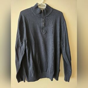 Nautica XL Navy Blue Half-Zip Sweater With Embroidary